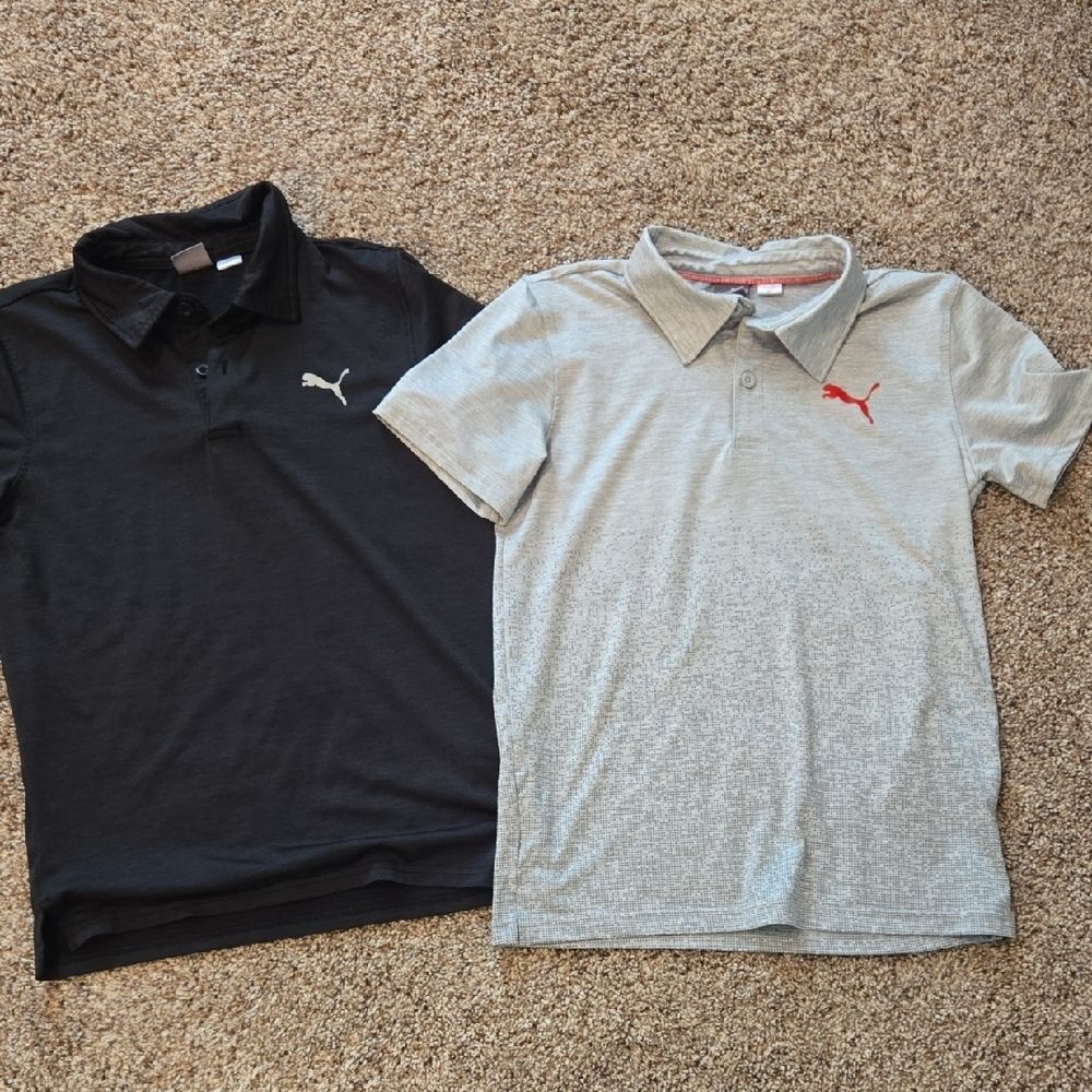 Puma Black and Gray Polo Shirts Classic Athletic Style
